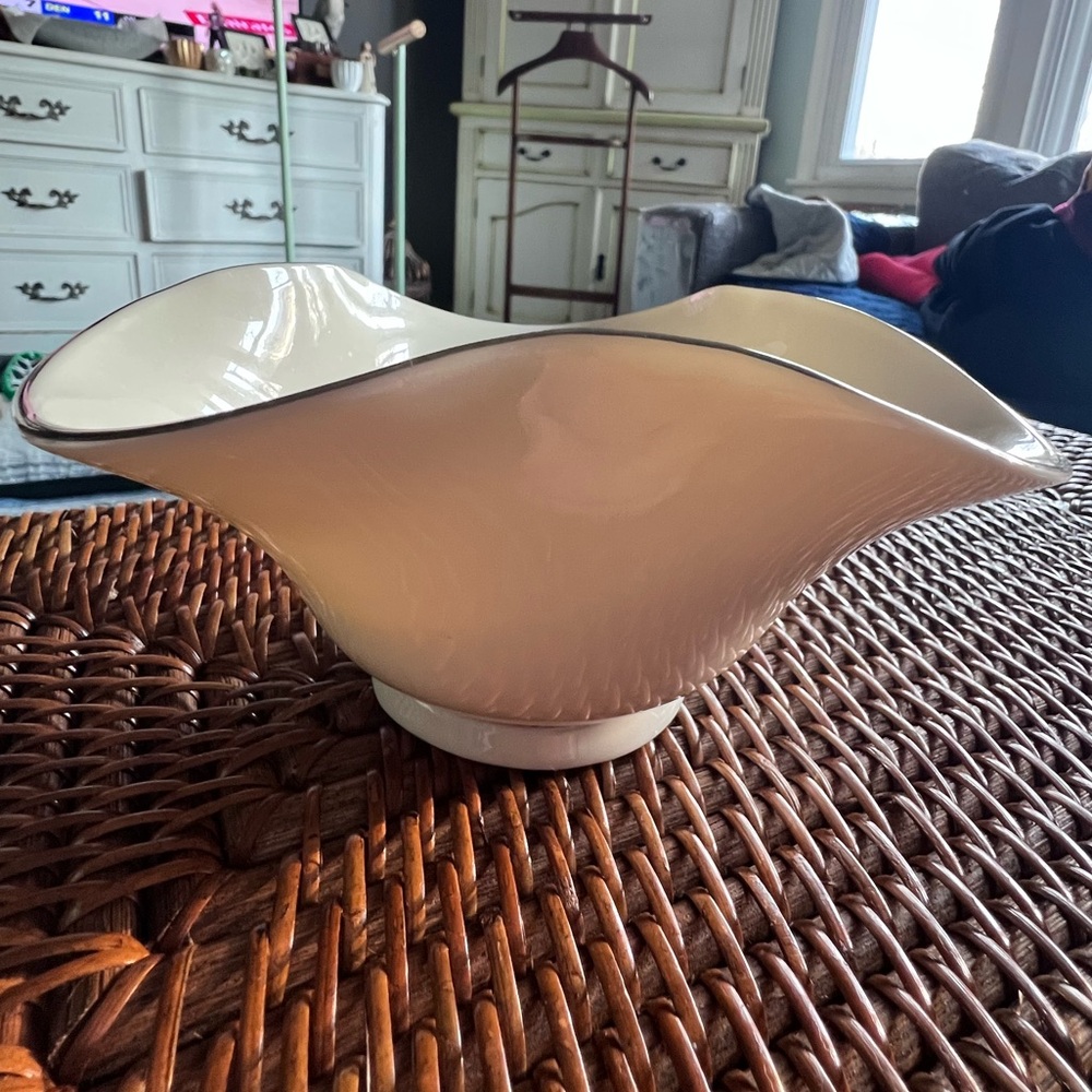 Vintage Lenox Candy dish ivory and platinum